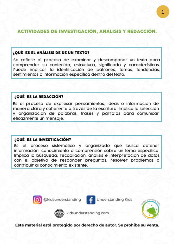 Actividades de investigación, análisis y redacción